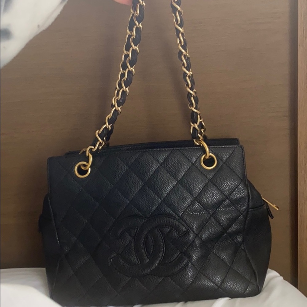 Black quilted Chanel handbag